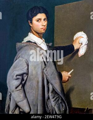 Ingres. Portrait du peintre néoclassique français Jean-Auguste-Dominique Ingres (1780-1867) par Marie-Anne-Julie Forestier, huile sur toile, 1807. Le tableau est une copie du autoportrait de 1804 par Ingres. Banque D'Images