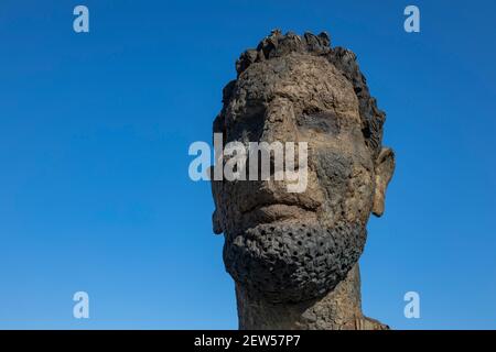 DAS Echo des Poséidon, sculpture de Markus Lüpertz sur Mercatorinsel, Ruhrort, Duisburg, Ruhr Area, NRW, Allemagne, Europe Banque D'Images