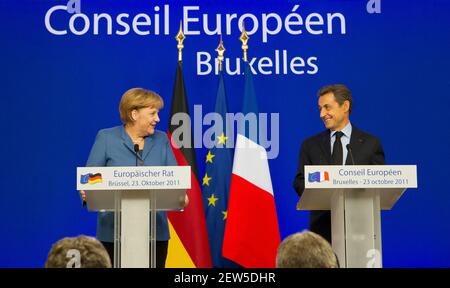 angela merkel et nicolas sarkozy Banque D'Images