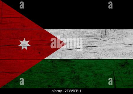 Drapeau de la Jordanie texture en bois du drapeau de la Jordanie. Banque D'Images