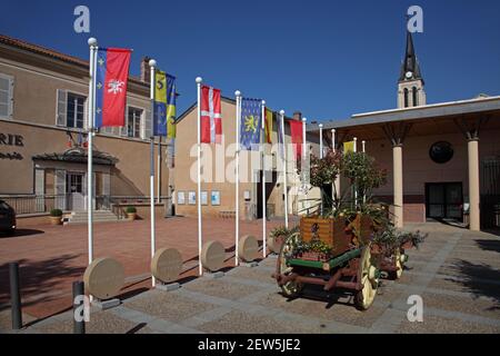 Centre du village de Fleurie dans les Beaujolas Rhône-Alpes France Banque D'Images