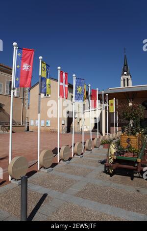 Centre du village de Fleurie dans les Beaujolas Rhône-Alpes France Banque D'Images