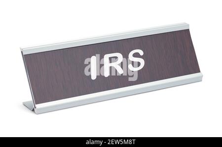 Découpe de la plaque nominative du bureau IRS. Banque D'Images