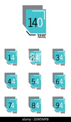 Set Year Anniversary Vector Template Design Illustration Blue Box élégant Arrière-plan blanc Illustration de Vecteur