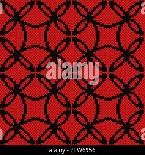 Motif vectoriel tricoté sans couture aux couleurs noir et rouge comme texture de tissu Illustration de Vecteur