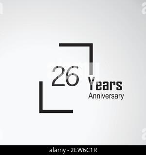Boîte d'illustrations de la conception du modèle vectoriel anniversaire 26 ans Illustration de Vecteur