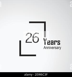 Boîte d'illustrations de la conception du modèle vectoriel anniversaire 26 ans Illustration de Vecteur