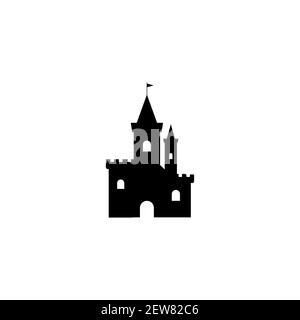 Château magique de conte de fées. Icône de dessin animé. Tour, forteresse. Conte de fées, magie, logo fantaisie. Illustraion vecteur de vacances isolé sur blanc Illustration de Vecteur