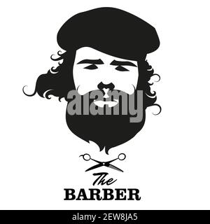 Beau gentleman à l'ancienne portant une béret avec une grosse moustache et barbe Illustration de Vecteur
