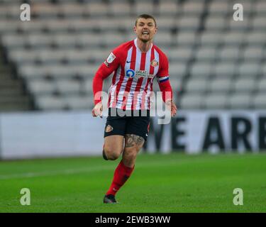 Sunderland, Royaume-Uni. 02 mars 2021. Max Power #6 de Sunderland pendant le match à Sunderland, Royaume-Uni le 3/2/2021. (Photo par IAM Burn/News Images/Sipa USA) crédit: SIPA USA/Alay Live News Banque D'Images