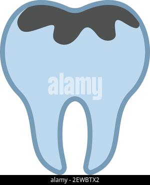 Dent avec caries, illustration, vecteur sur fond blanc. Illustration de Vecteur