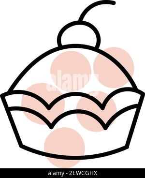 Cupcake avec cerise sur le dessus, illustration, vecteur sur fond blanc. Illustration de Vecteur