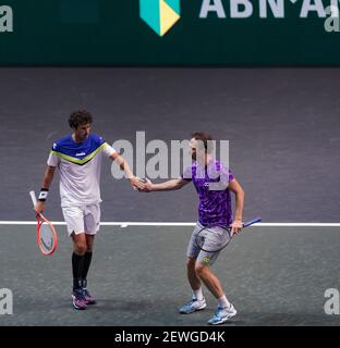 Rotterdam, pays-Bas, 2 mars 2021, Tournoi de tennis mondial ABNAMRO, Ahoy, premier tour doubles: Robin Haase (NED) / Matwe Middelkoop (NED).photo: www.tennisimages.com/henkkoster Banque D'Images