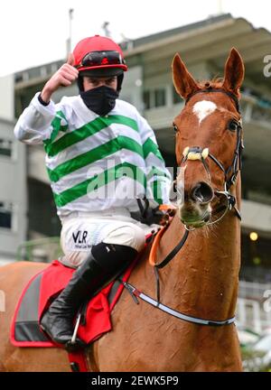 Photo du dossier datée du 26-12-2020, de Zanahiyr, criblé de Jack Kennedy, remporte les victoires des propriétaires Noel et Valerie Moran et de l'entraîneur Gordon Elliott. Date de publication : le mercredi 3 mars 2021. Banque D'Images