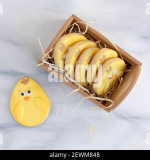 Biscuits de Pâques créatifs faits maison avec glaçage royal Banque D'Images