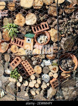 Hôtel de luxe dans le verger de West Dean Gardens, Chichester. Conçu pour attirer une variété de bogues, y compris des insectes pollinisateurs précieux. Banque D'Images