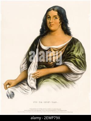 Pocahontas (c1595-1617), femme amérindienne du peuple Powhatan, imprimé en HD, copie d'après Robert Matthew Sully, 1842 Banque D'Images