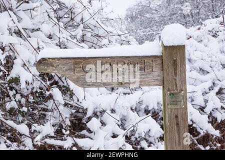 Snow, Medstead, Hampshire, Angleterre, Royaume-Uni. Banque D'Images