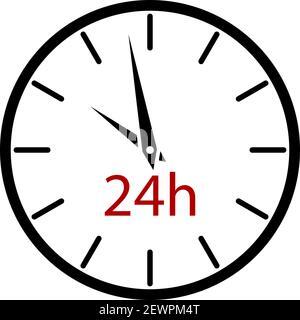 Icône 24 heures horloge. Conception couleur plate. Illustration vectorielle. Illustration de Vecteur