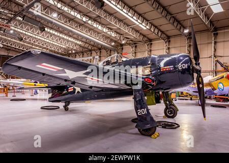 Grumman Bearcat F8F au Musée impérial de la guerre, Duxford, Cambridgeshire, Angleterre Banque D'Images