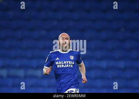 Cardiff, Royaume-Uni. 02 mars 2021. Jonny Williams, de la ville de Cardiff. EFL Skybet Championship Match, Cardiff City v Derby County au Cardiff City Stadium de Cardiff, pays de Galles, le mardi 2 mars 2021. Cette image ne peut être utilisée qu'à des fins éditoriales. Utilisation éditoriale uniquement, licence requise pour une utilisation commerciale. Aucune utilisation dans les Paris, les jeux ou les publications d'un seul club/ligue/joueur. photo par Andrew Orchard/Andrew Orchard sports Photography/Alamy Live News crédit: Andrew Orchard sports Photography/Alamy Live News Banque D'Images