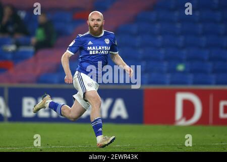 Cardiff, Royaume-Uni. 02 mars 2021. Jonny Williams de la ville de Cardiff en action. EFL Skybet Championship Match, Cardiff City v Derby County au Cardiff City Stadium de Cardiff, pays de Galles, le mardi 2 mars 2021. Cette image ne peut être utilisée qu'à des fins éditoriales. Utilisation éditoriale uniquement, licence requise pour une utilisation commerciale. Aucune utilisation dans les Paris, les jeux ou les publications d'un seul club/ligue/joueur. photo par Andrew Orchard/Andrew Orchard sports Photography/Alamy Live News crédit: Andrew Orchard sports Photography/Alamy Live News Banque D'Images