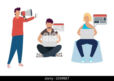 personnages de nouvelles en ligne Illustration de Vecteur