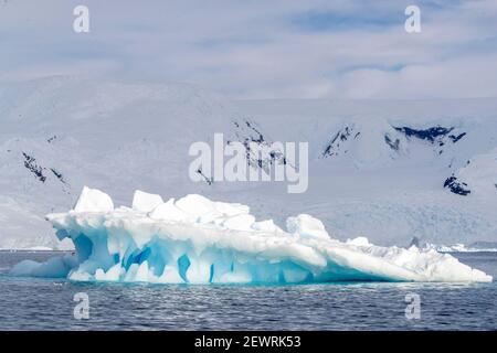 Montagnes enneigées, glaciers et icebergs dans les régions de Lindblad Cove, de Charcot Bay, de Trinity Peninsula, de l'Antarctique et des régions polaires Banque D'Images