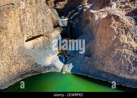 Cascade de Timia, Oasis de Timia, Air Mountains, Niger, Afrique Banque D'Images