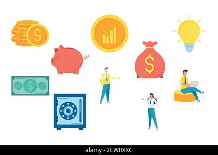 dix icônes de kit d'argent d'investissement Illustration de Vecteur