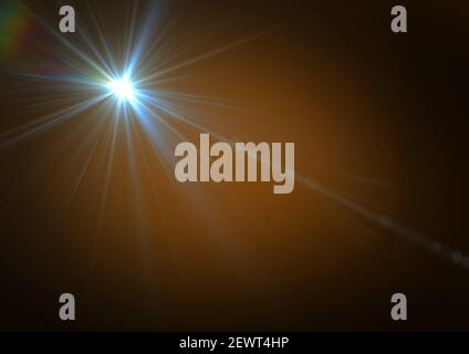 Un point lumineux bleu lumineux et lumineux s'illumine par-dessus l'orange arrière-plan Banque D'Images