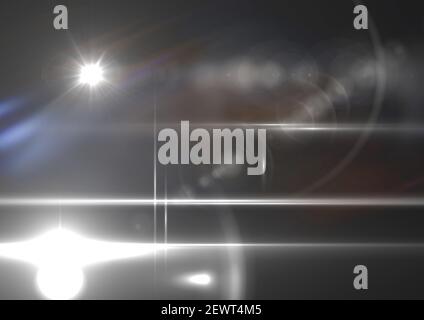 Des taches de lumière blanches et lumineuses passent au-dessus du gris arrière-plan Banque D'Images