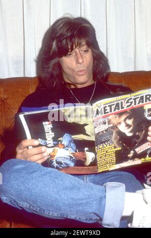 Entretien avec Joe Lynn Turner de Deep Purple à l'hôtel Holiday Inn. Londres, 09/20/1990 | utilisation dans le monde entier Banque D'Images