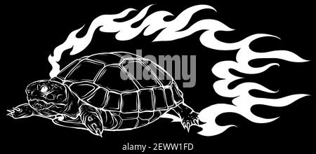 silhouette de tortue isolée sur une illustration vectorielle noire Illustration de Vecteur