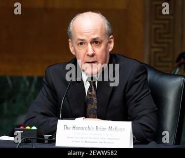 Washington, DC, États-Unis. 3 mars 2021. 3 mars 2021 - Washington, DC, États-Unis : BRIAN P. MCKEON, nommé sous-secrétaire à la gestion et aux ressources au ministère d'État, prenant la parole à l'audience du Comité sénatorial des relations étrangères. Crédit : Michael Brochstein/ZUMA Wire/Alay Live News Banque D'Images