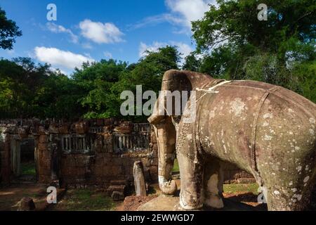 Angkor Wat, Cambodge - 23 juin 2016 : une statue d'éléphant à Angkor Wat. Banque D'Images