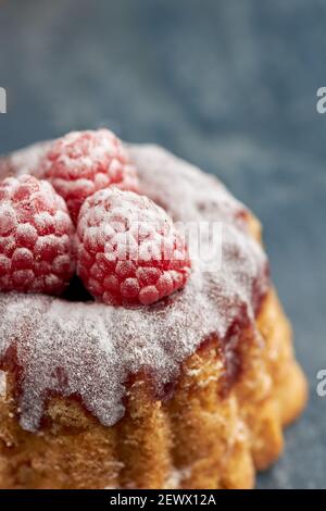 Un gros plan d'un délicieux gâteau à la framboise Banque D'Images
