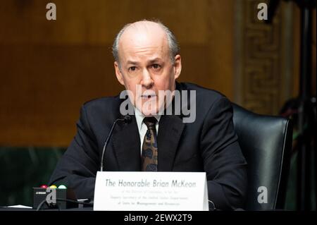 Washington, États-Unis. 03ème mars 2021. Brian P. McKeon, nommé sous-secrétaire à la gestion et aux ressources au ministère d'État, prenant la parole à l'audience du Comité sénatorial des relations étrangères. Crédit : SOPA Images Limited/Alamy Live News Banque D'Images