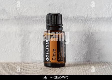 Pecs, Hungray - février 27 2021 - image éditoriale illustrative des huiles essentielles Doterra pour usage quotidien Banque D'Images