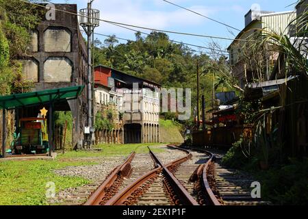 Gare de Jingtong, ligne de chemin de fer de Pingxi, une destination populaire dans la ville de New Taipei Taiwan Banque D'Images