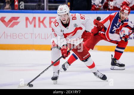 Moscou, Russie. 3 mars 2021. Match de hockey sur glace de la saison régulière de la KHL: CSKA Moscou vs Spartak Moscou - Moscow CSKA Arena. #97 Artem Fedorov Banque D'Images