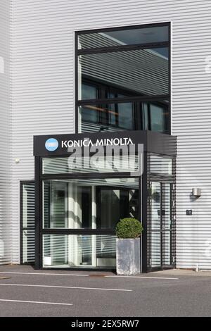 Aalborg, Danemark - 13 juillet 2017 : immeuble de bureaux Konica Minolta. Konica Minolta est une société de technologie japonaise Banque D'Images