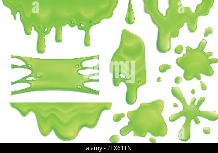 Jeu réaliste de buvards et de gouttes vert à la chaux isolés illustration vectorielle sur fond blanc Illustration de Vecteur
