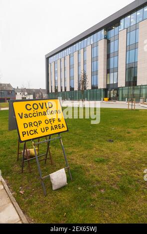 Centre de vaccination Covid-19 à Feethams House à Darlington, Angleterre, Royaume-Uni Banque D'Images