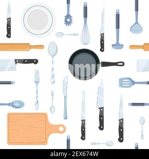 Outils de cuisine modèle sans couture Illustration de Vecteur