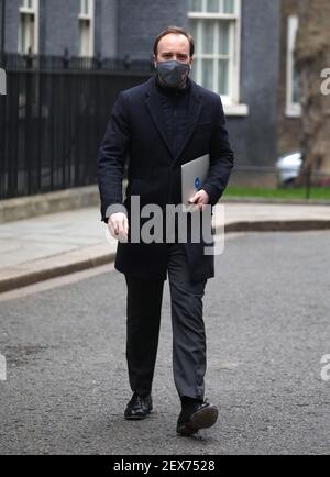 Londres, Royaume-Uni. 03ème mars 2021. Matt Hancock, secrétaire à la Santé à Downing Street avant le discours du budget à la Chambre des communes à l'heure du déjeuner. Budget Day, Downing Street, Westminster, Londres, 3 mars, 2021. Crédit : Paul Marriott/Alay Live News Banque D'Images