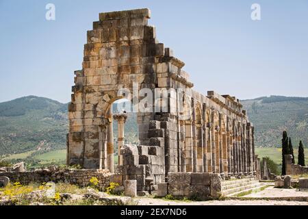 Maroc, près de Meknes, Volubilis, ruines romaines vers AD 40 Banque D'Images