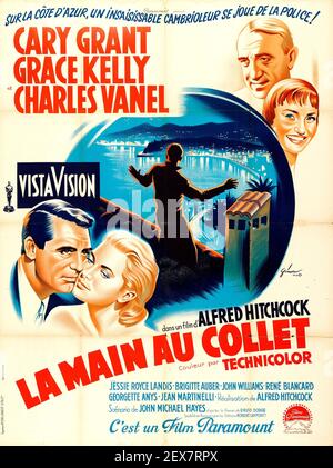Cary Grant, Grace Kelly dans Alfred Hitchcock poster de film pour attraper UN voleur. Version française. Banque D'Images