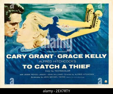 Cary Grant, Grace Kelly dans Alfred Hitchcock poster de film pour attraper UN voleur. Banque D'Images