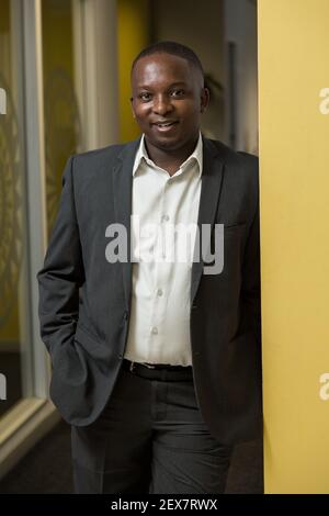 Johannesburg, Afrique du Sud - 27 novembre 2015 : Portrait éditorial de Lebo Motshgoa, entrepreneur d'Afrique noire Banque D'Images